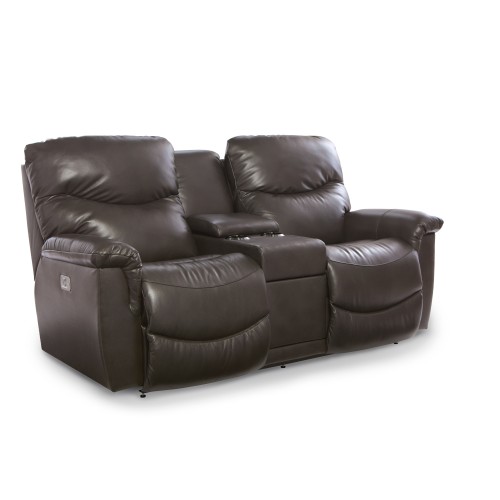 James Power Reclining Loveseat w/ Headrest Lumbar & Console